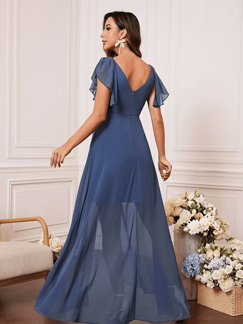 Long Chiffon Soft Blue Dress
