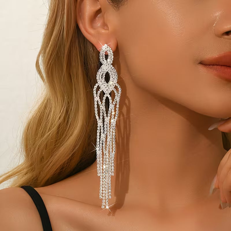 Long Tassel Ear Jewelry in Silver
