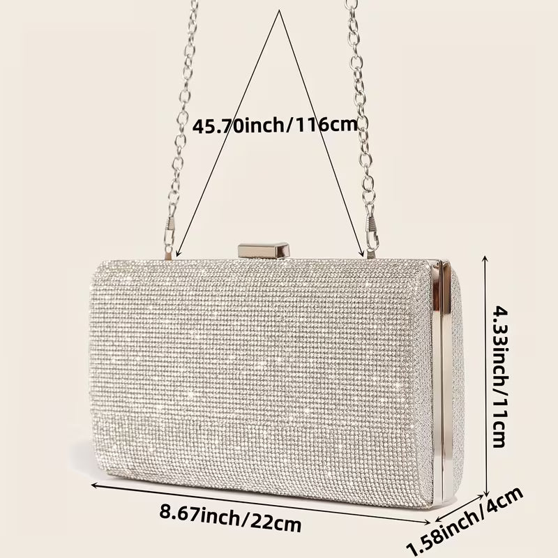 Sparkling Rhinestone Clutch in Silver