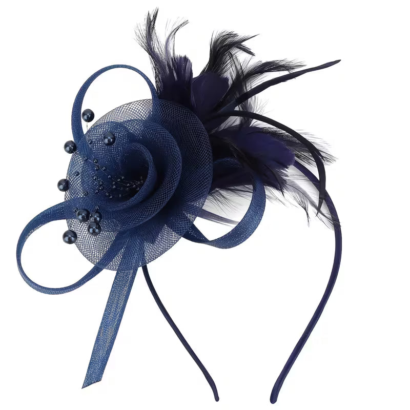 Navy Feather Fascinator