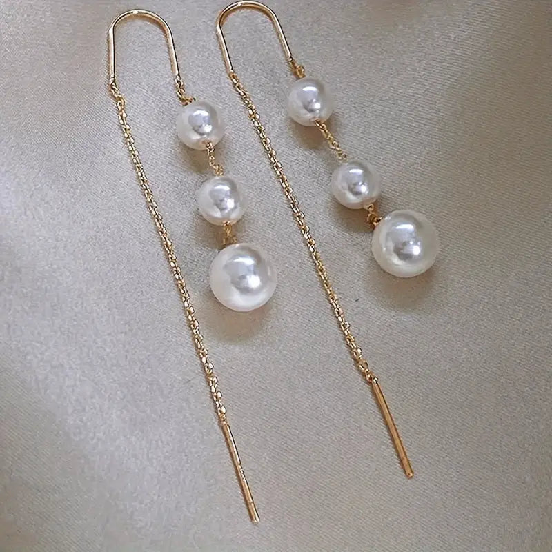 Luxury Faux Pearl Statement Threader Earrings