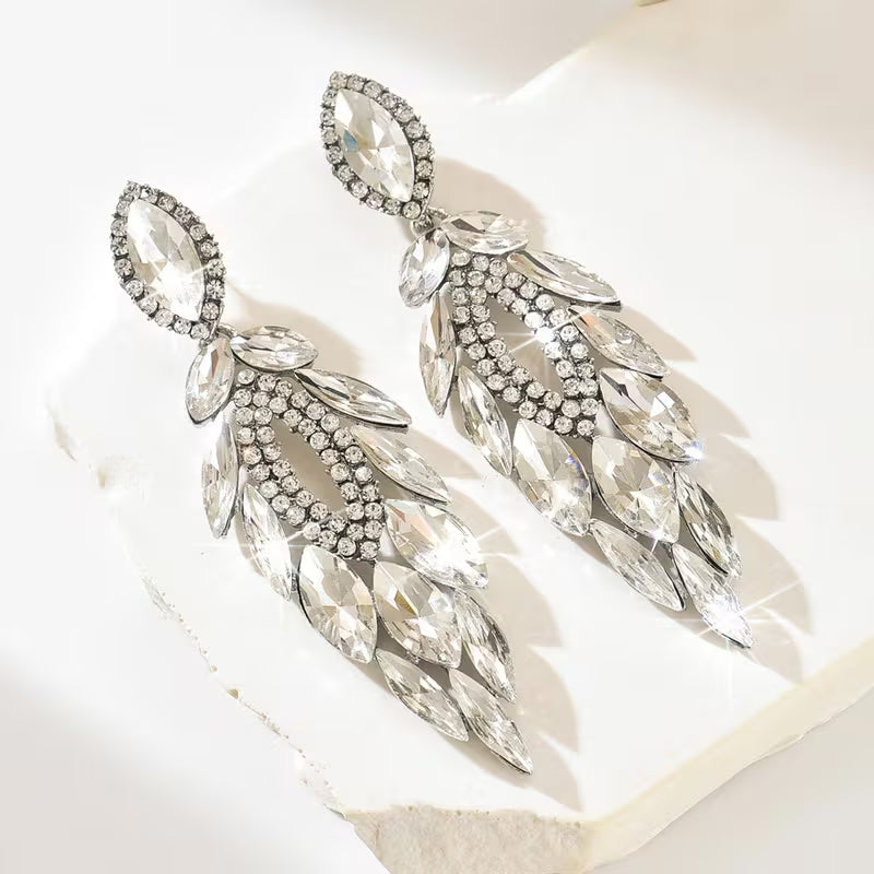 Crystal leaf Fashion Drop Earrings