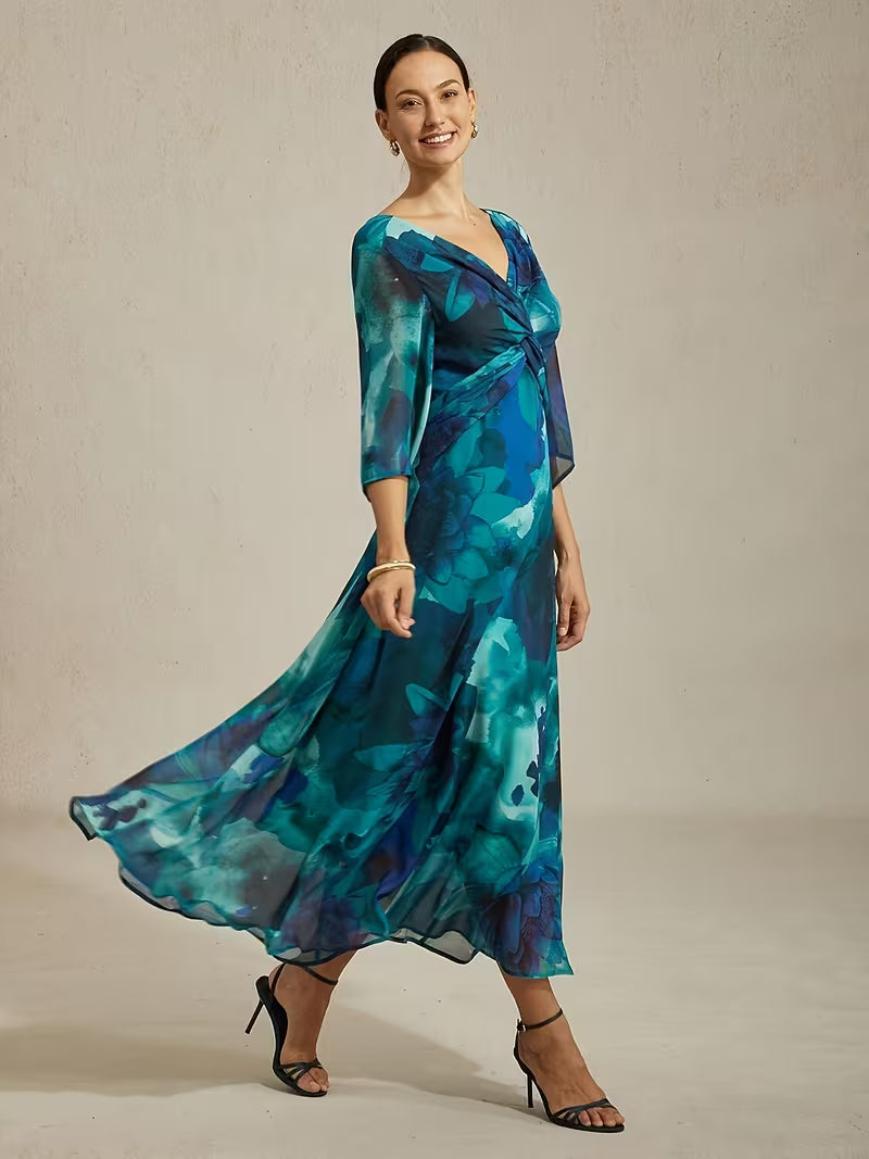 Abstract Green Print Dress
