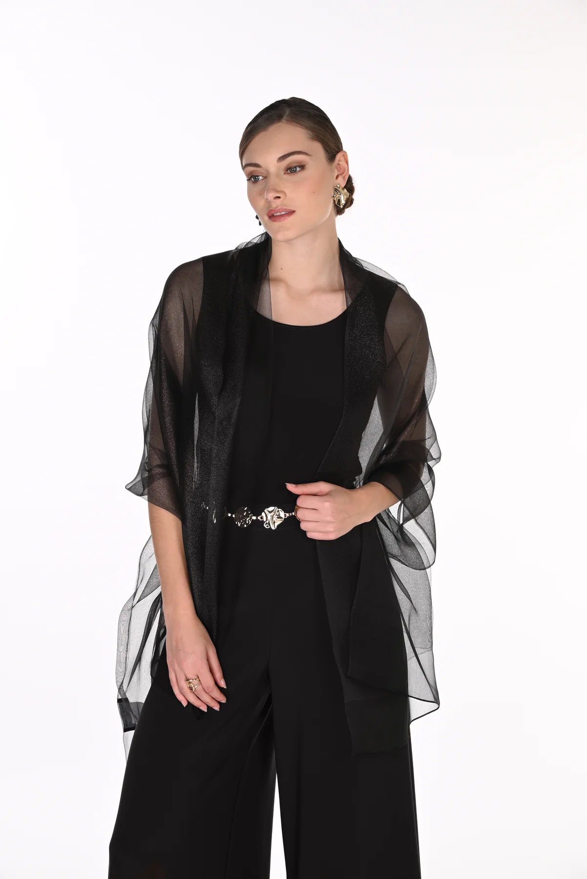 Evening Shimmer Shawl in Black A26960
