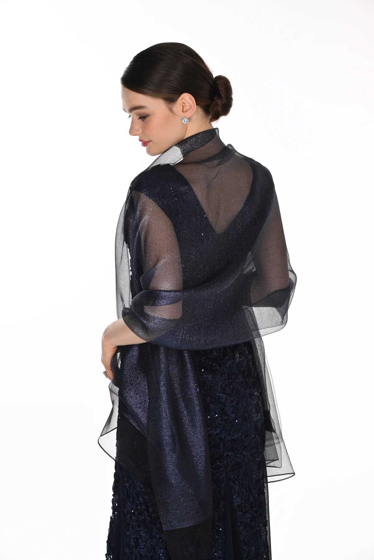 Evening Shimmer Shawl in Navy A26960