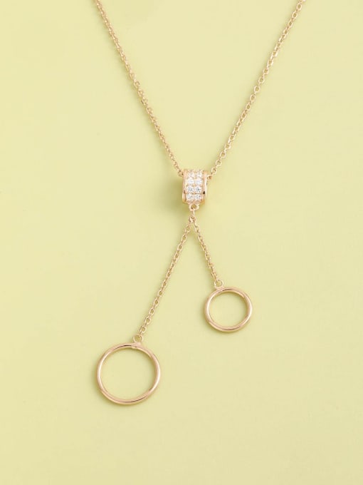 Gold-Plated Cubic Zirconia Geometric Long Strand Necklace