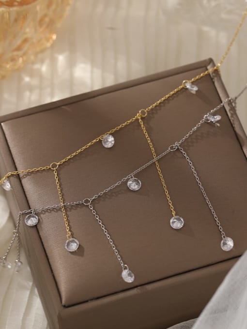Gold-Plated Cubic Zirconia Delicate Tassel Necklace