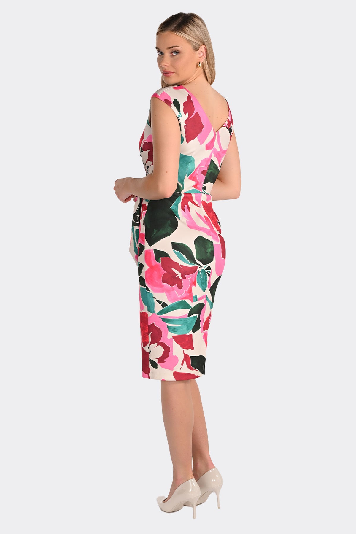 Knit Print Cap Sleeve Sheath Dress 266394