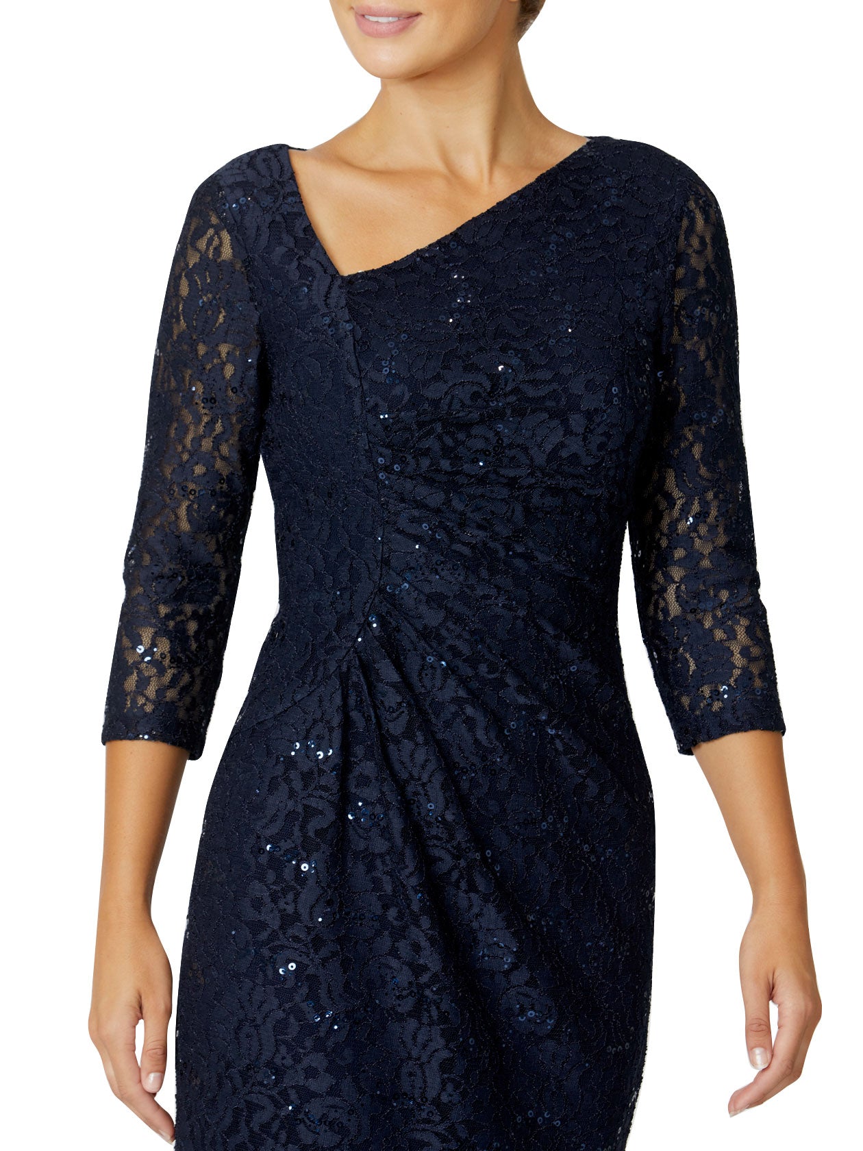 Navy Stretch Lace & Sequin Dress