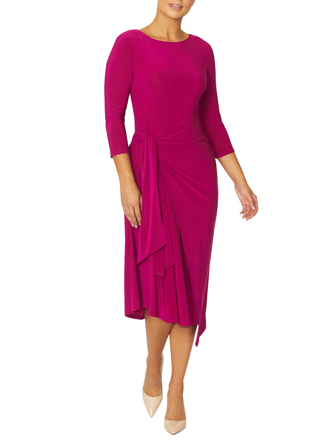 Vestido de punto elástico fucsia SE17493