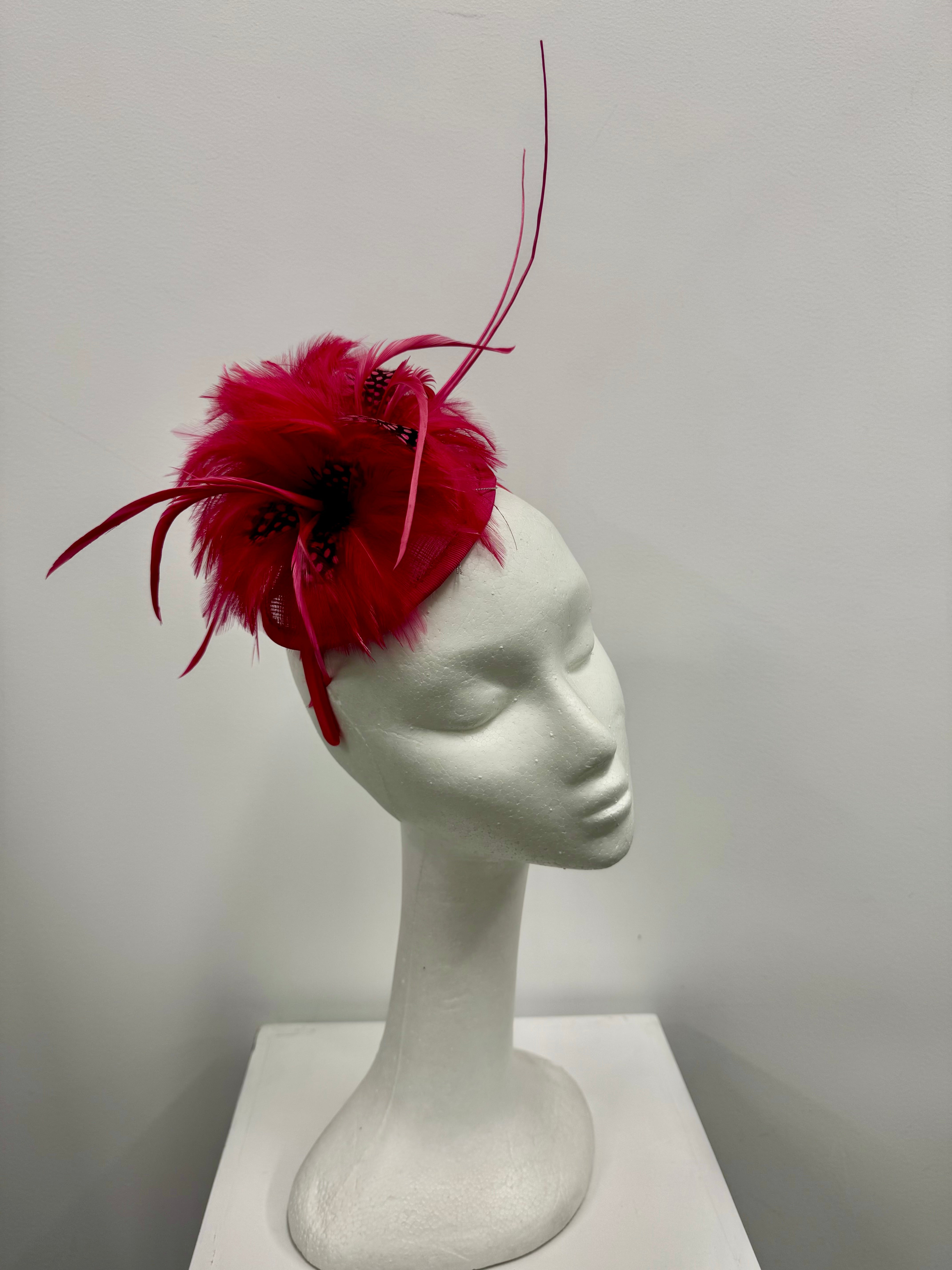 Fuchsia Feather Fascinator