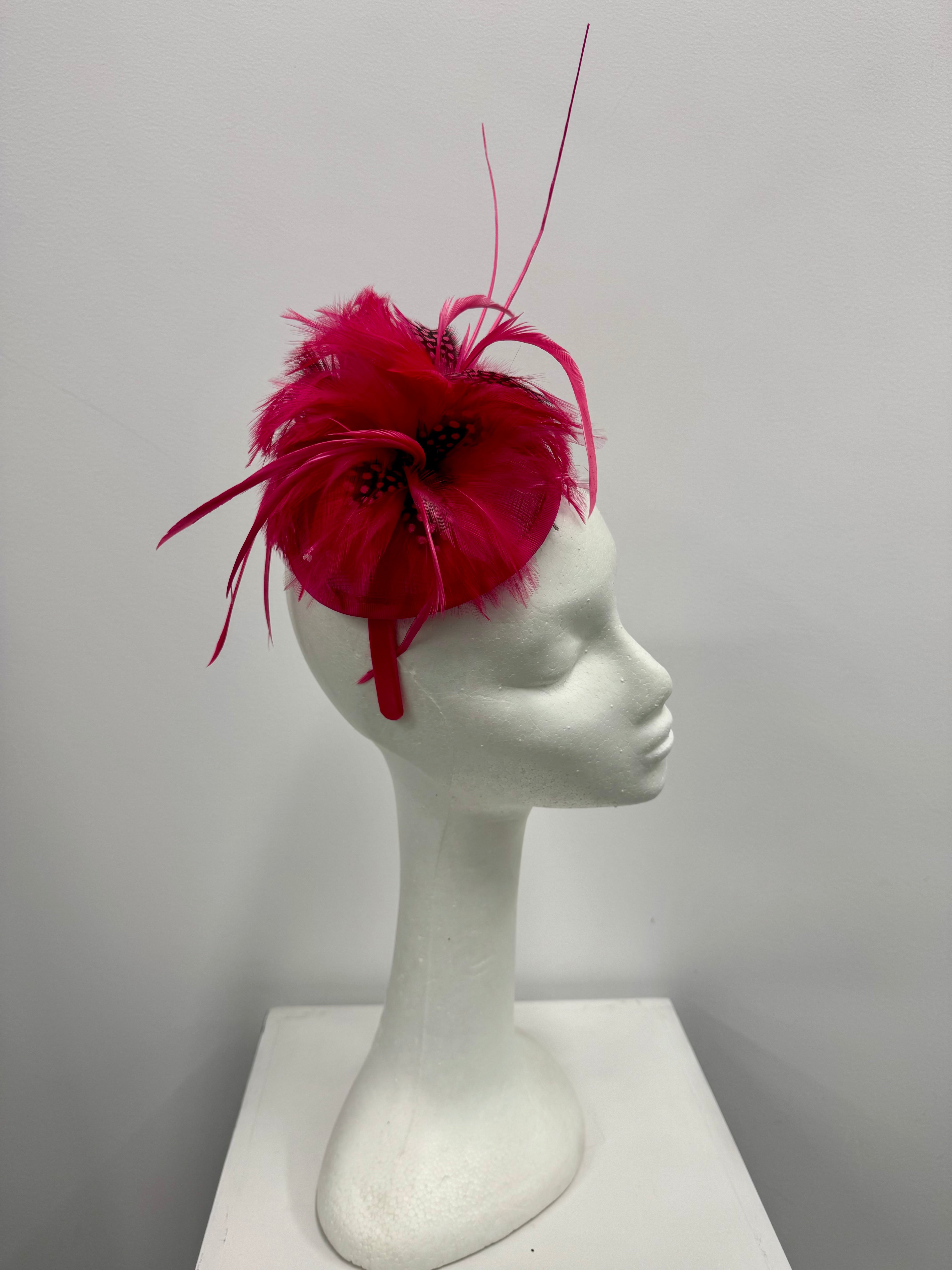 Fuchsia Feather Fascinator