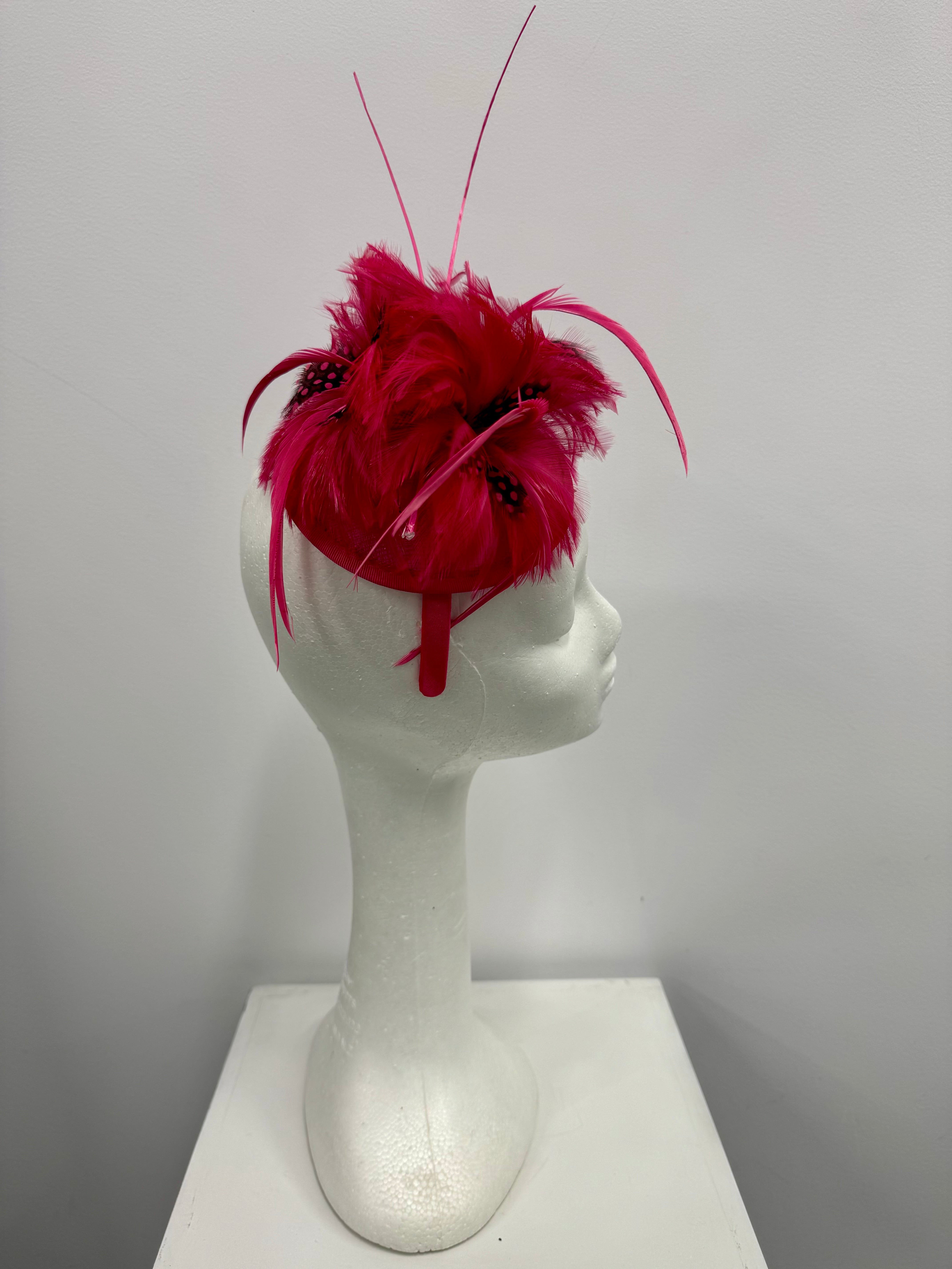 Fuchsia Feather Fascinator