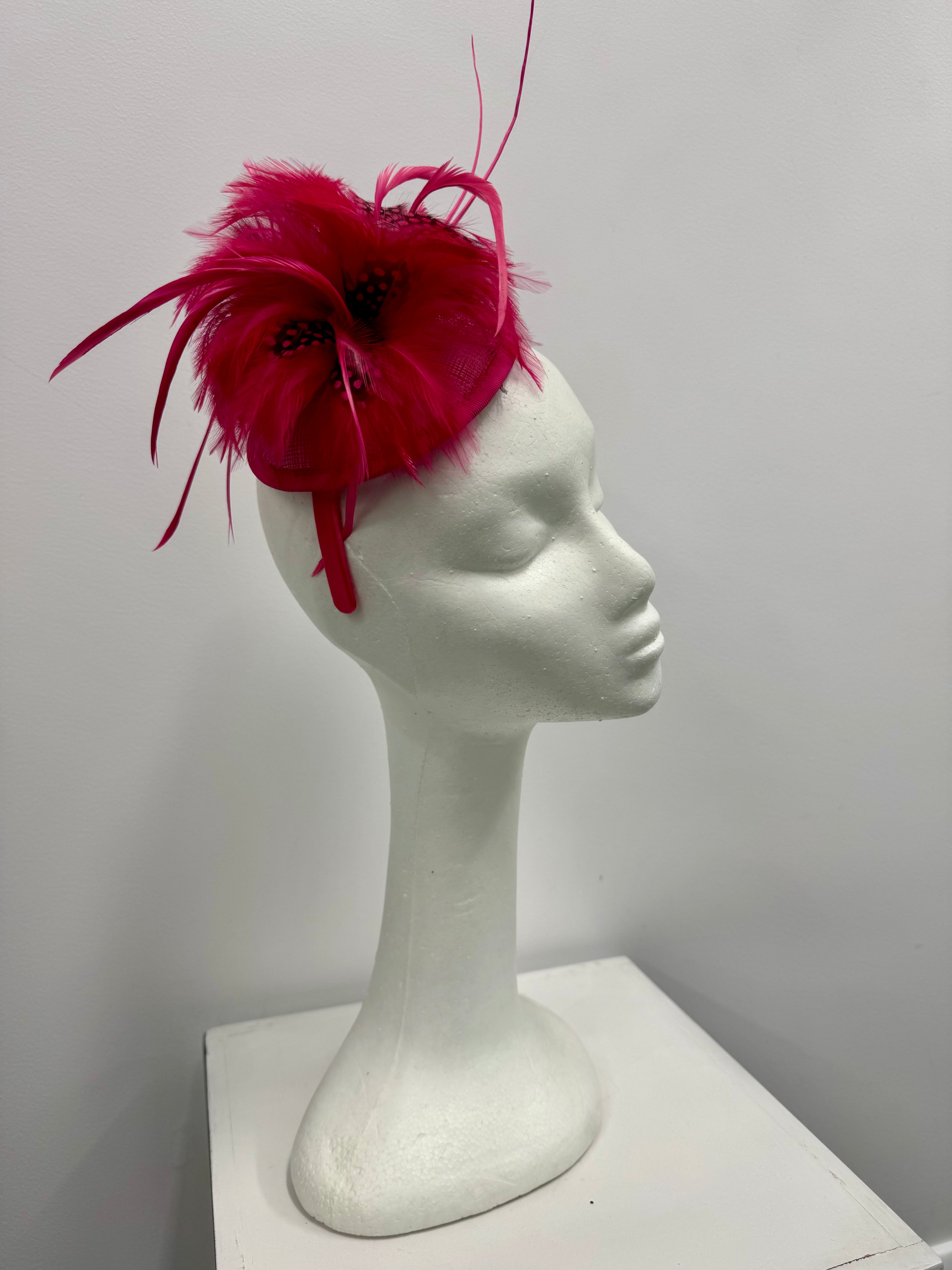 Fuchsia Feather Fascinator