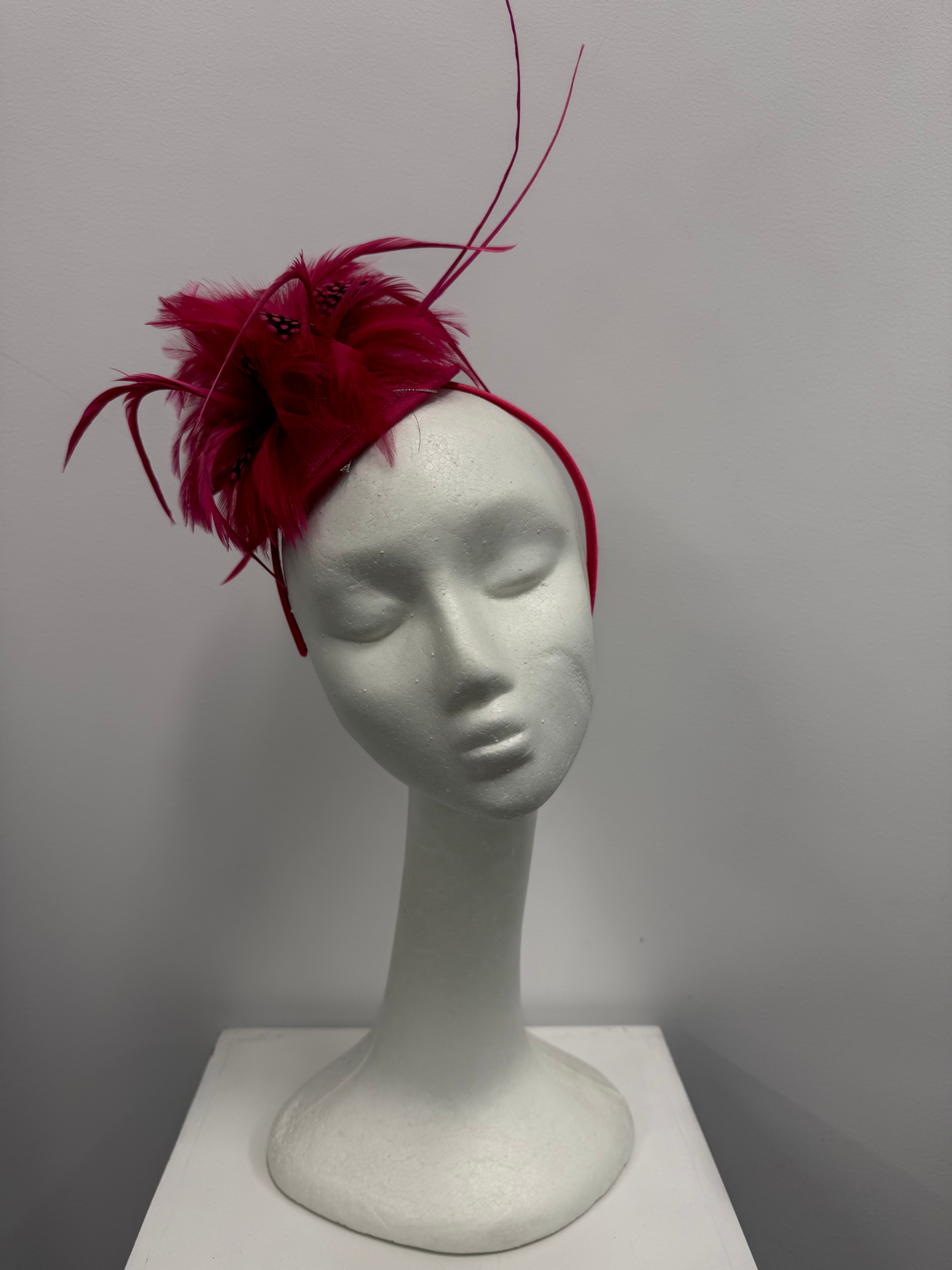 Fuchsia Feather Fascinator