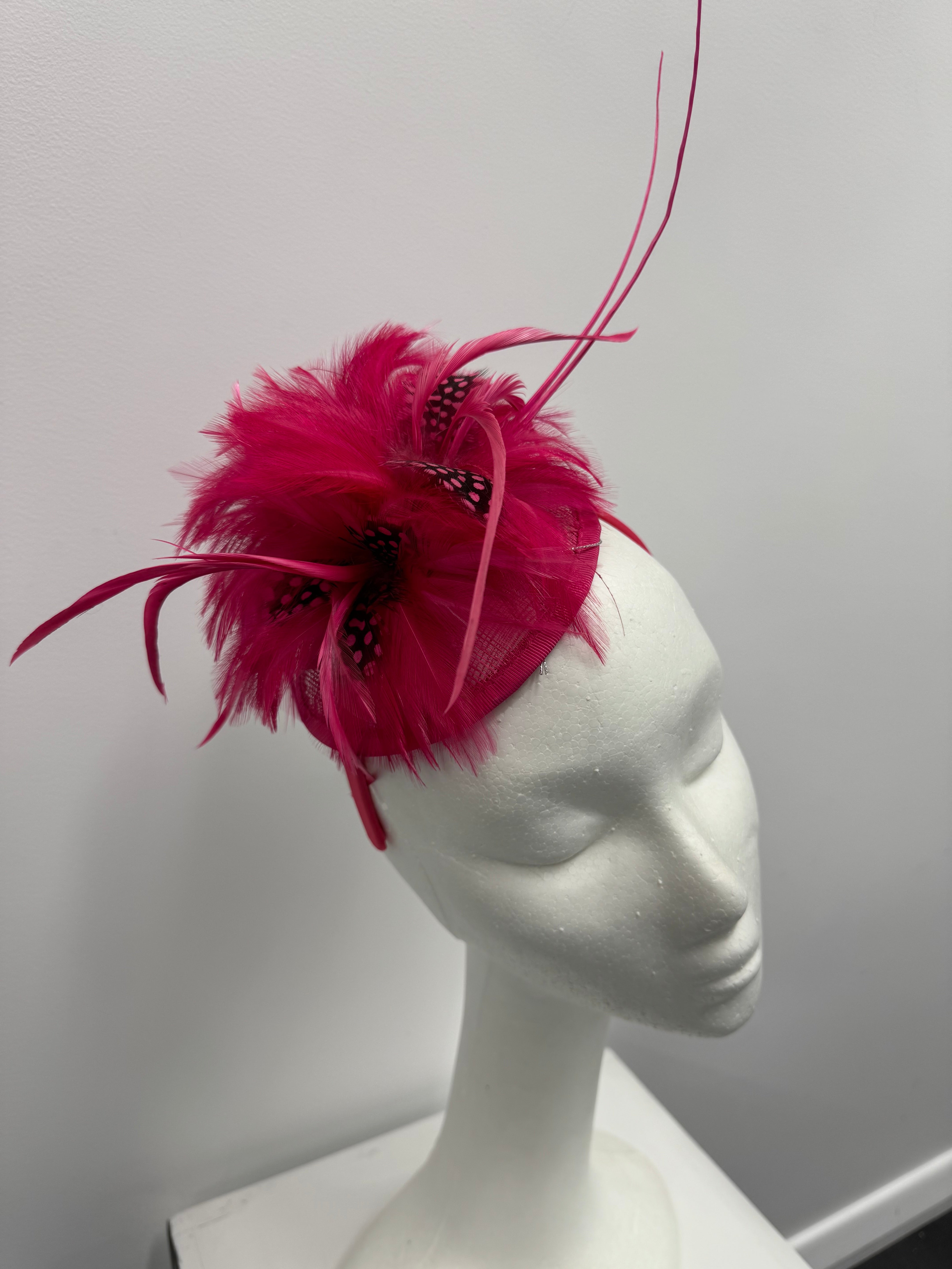 Fuchsia Feather Fascinator