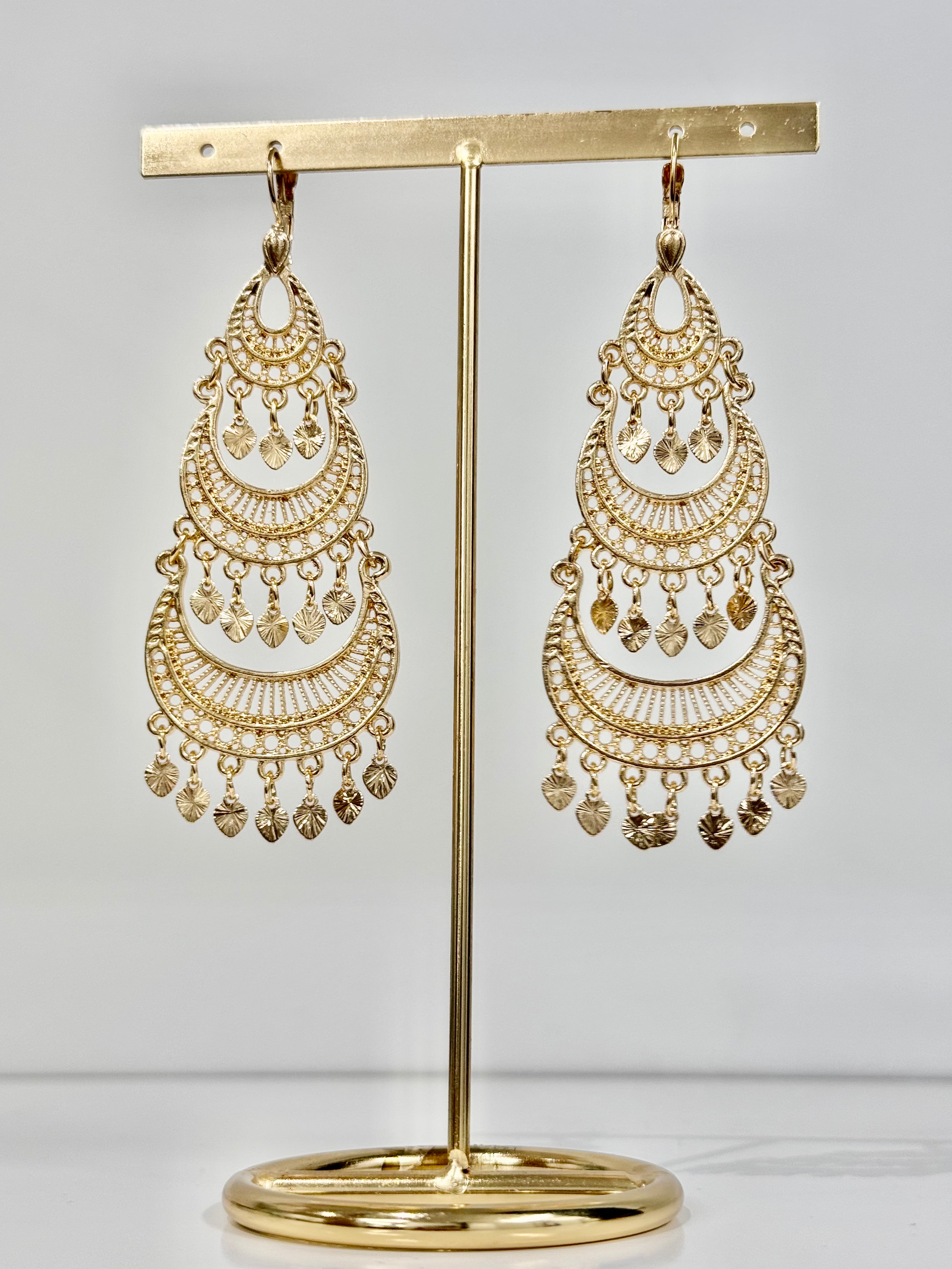 Statement Chandelier Earrings in Gold