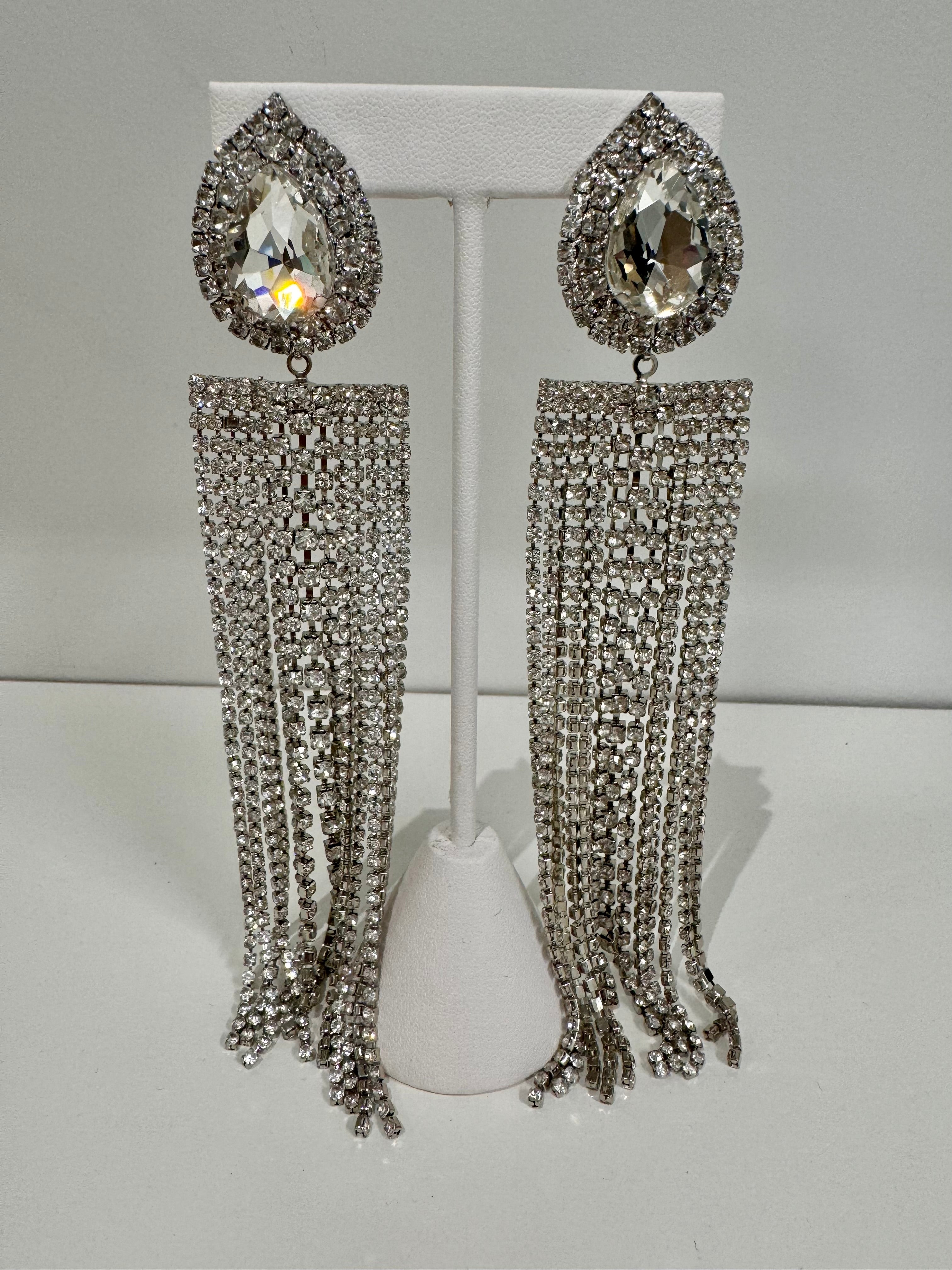 Glamorous Rhinestone Curtain Earrings