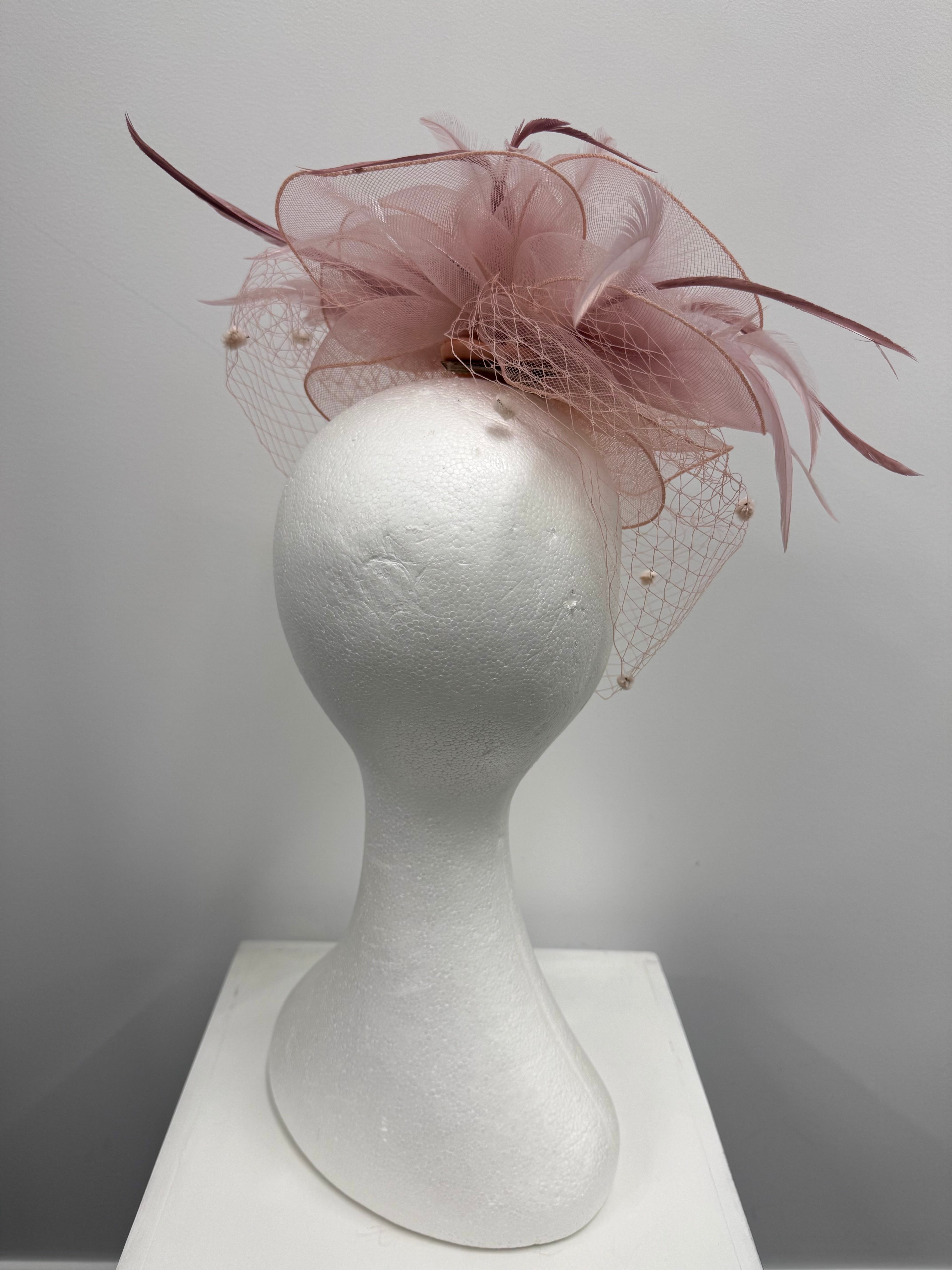 Blush Pink Tulle and Veil Fascinator