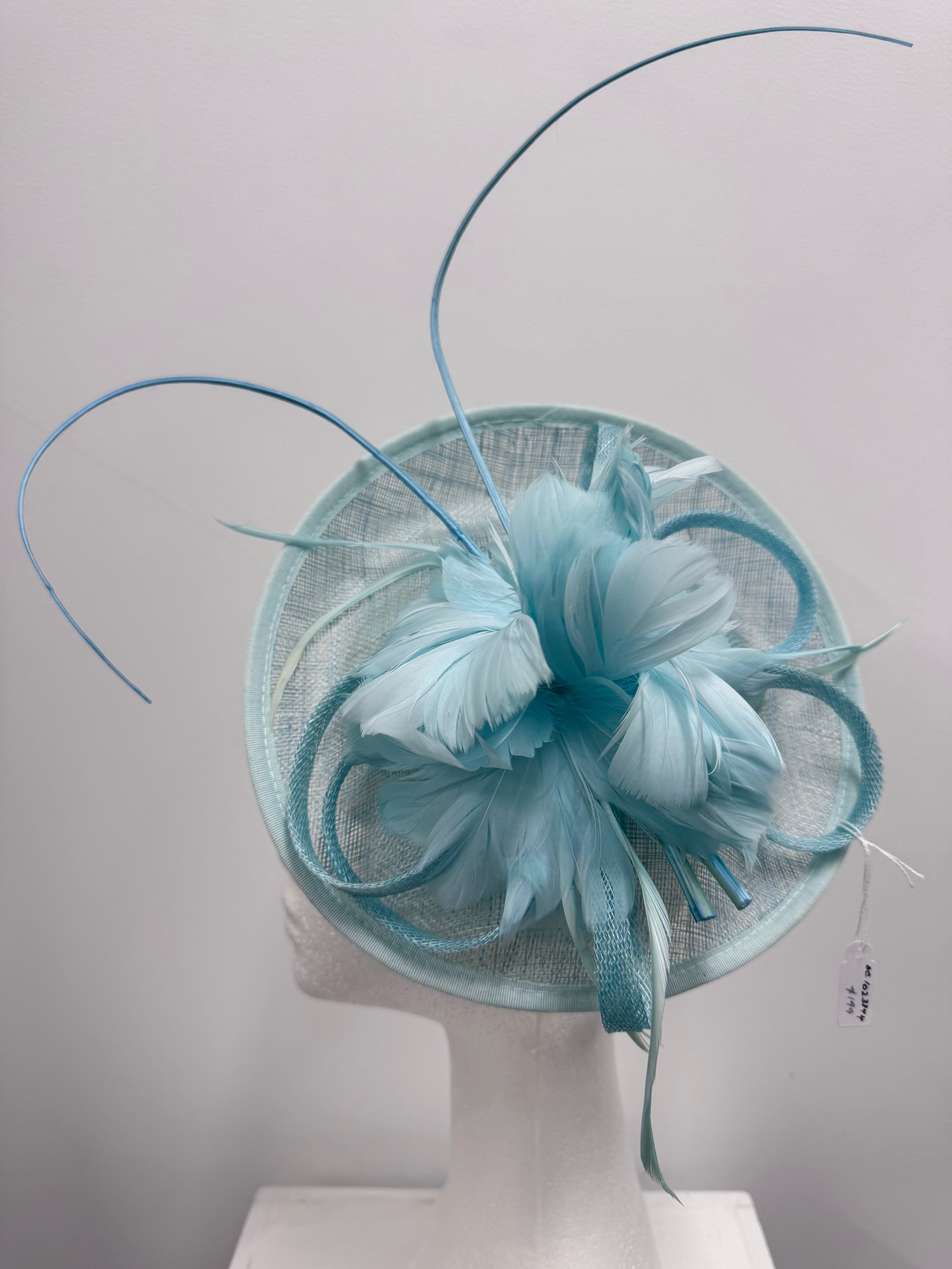 Aqua Statement Flower Feather Fascinator