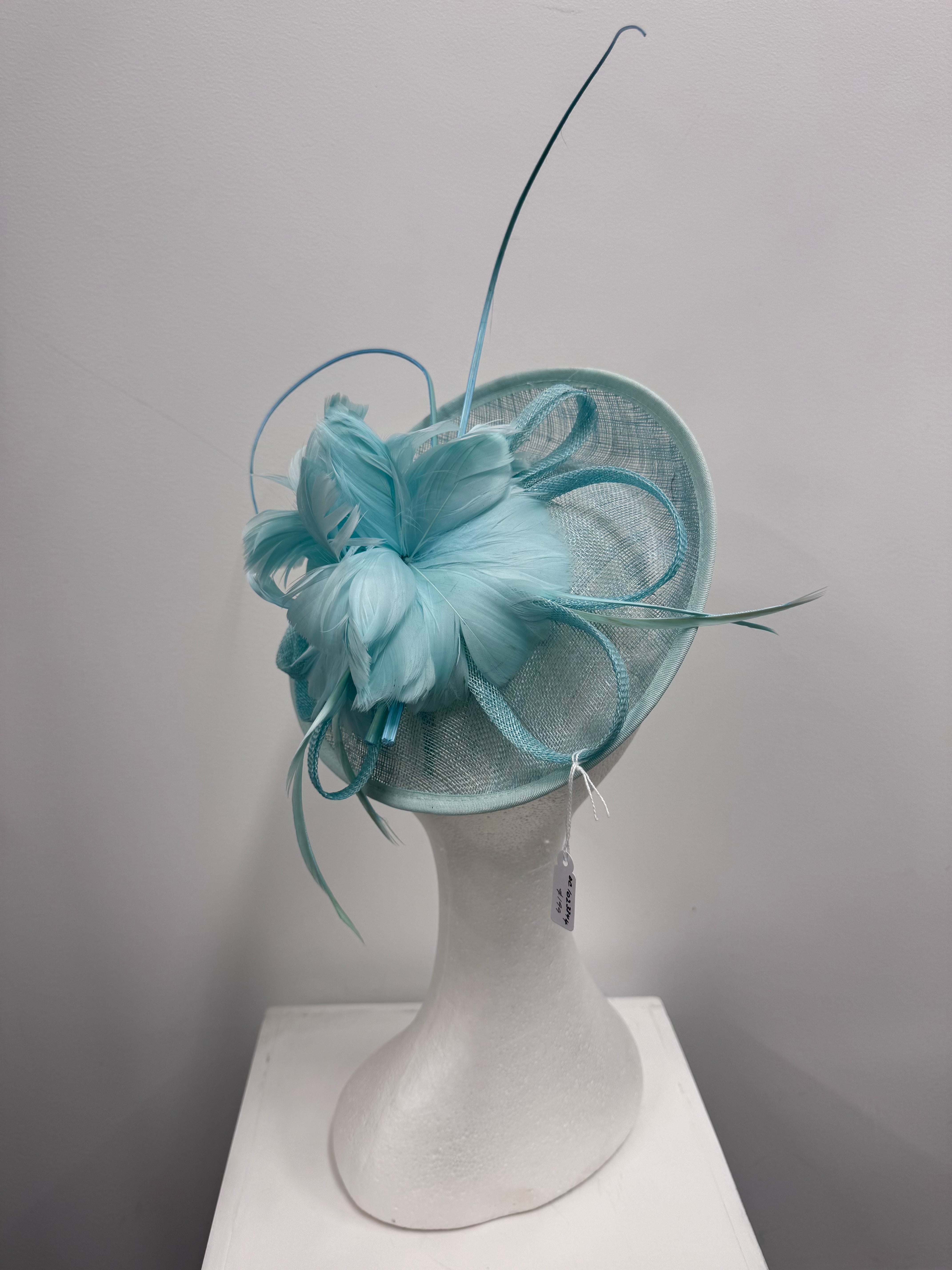 Aqua Statement Flower Feather Fascinator