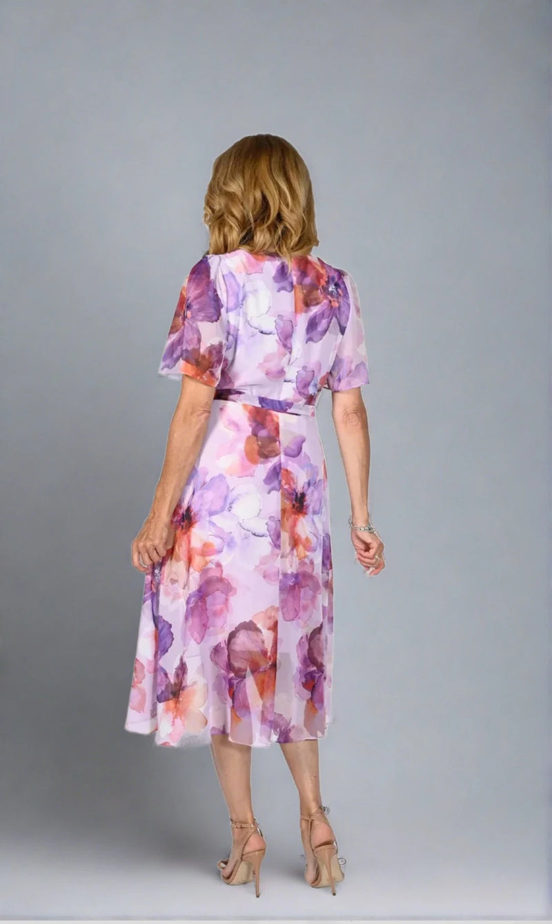 Faux Wrap Print Floral Dress 232155
