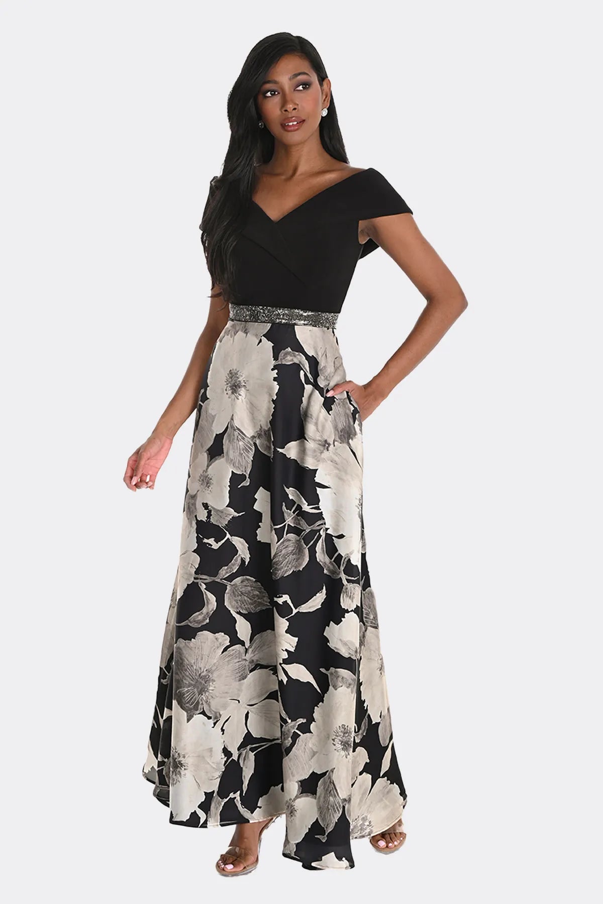 Floral Off-shoulder Maxi Dress Style 259344