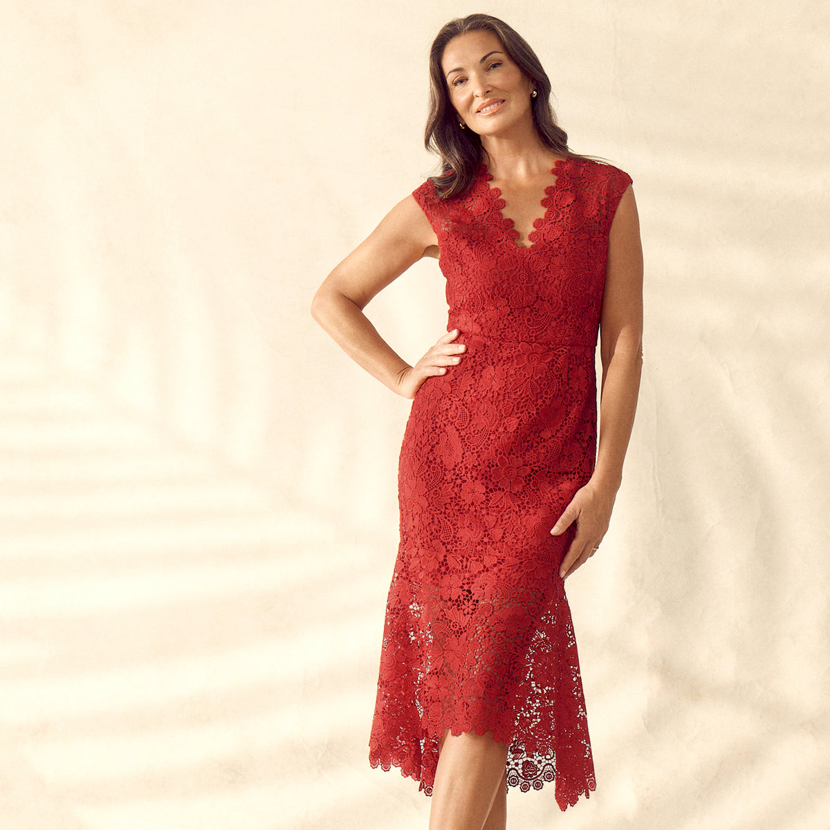 Guipure Lace Red Dress