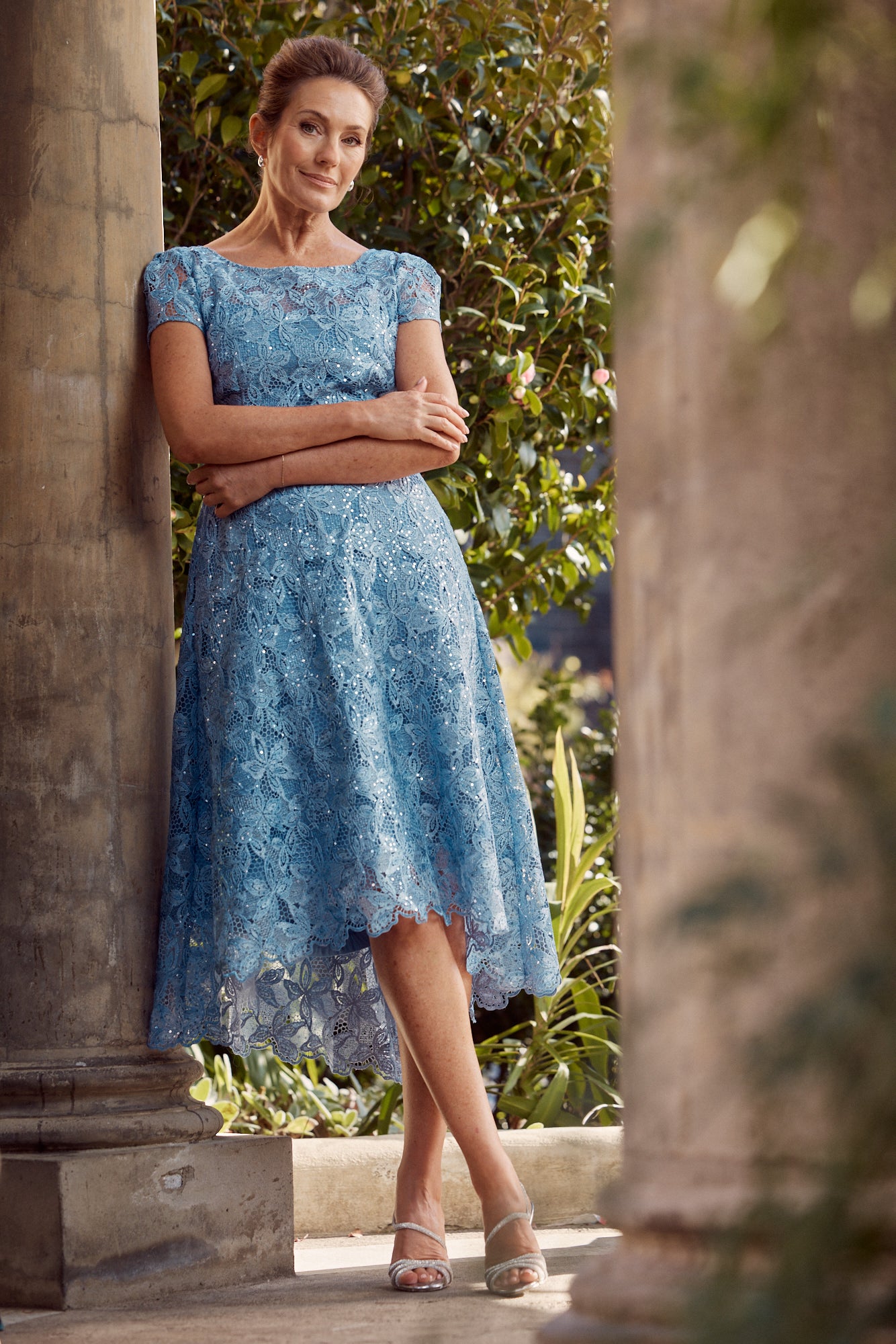 Light Blue Sequin Lace Dress