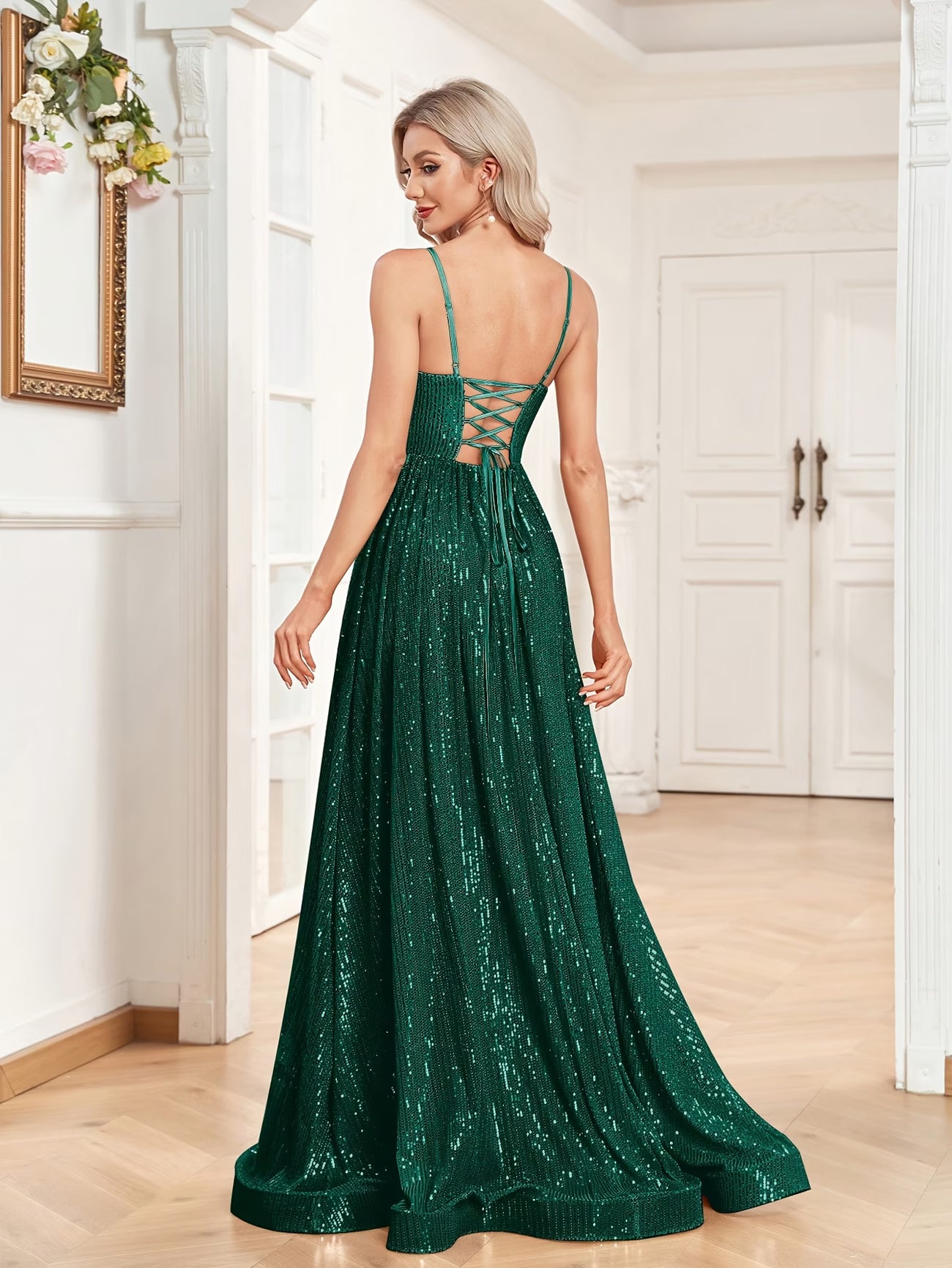 Sequin Emerald Green Dress