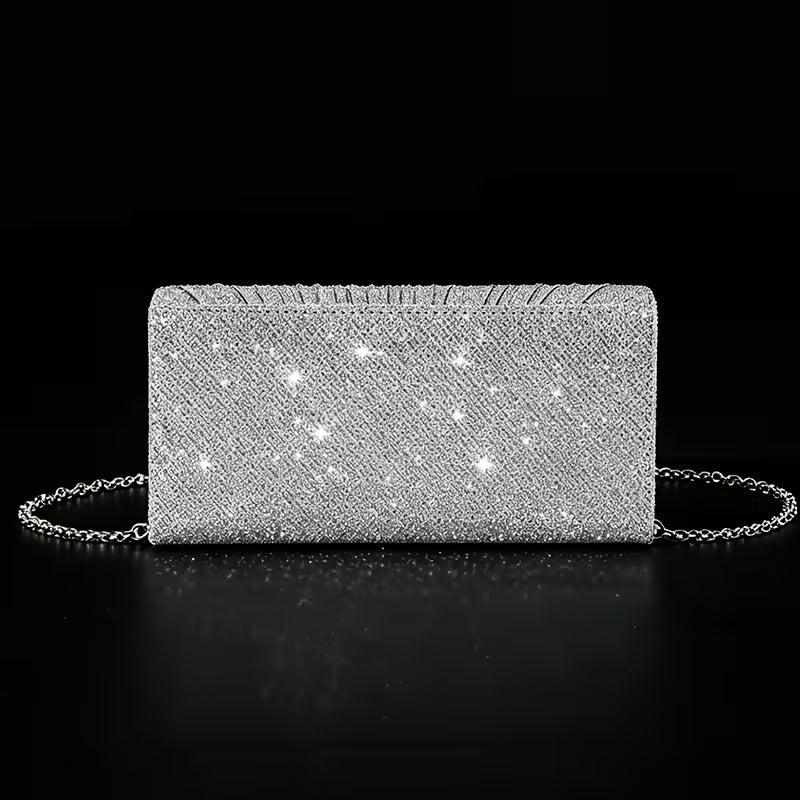 Formal Evening Clutch in Silver Rhinestone