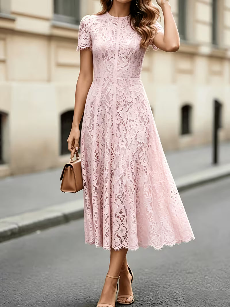 Semi Sheer Lace Midi Dress