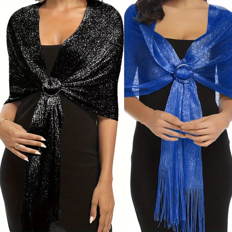 Tassel Shawl in Royal Blue
