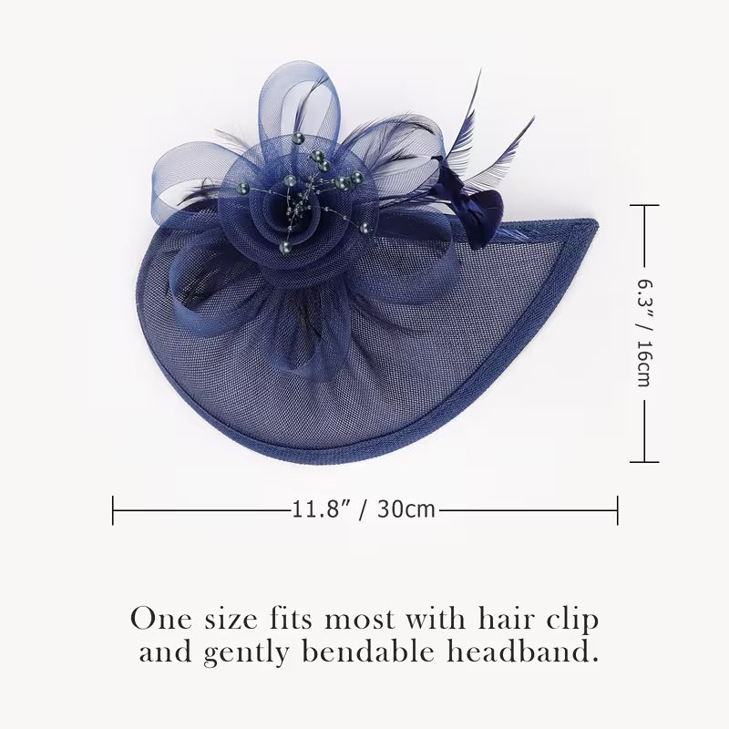 Light weight Navy Flower Fascinator