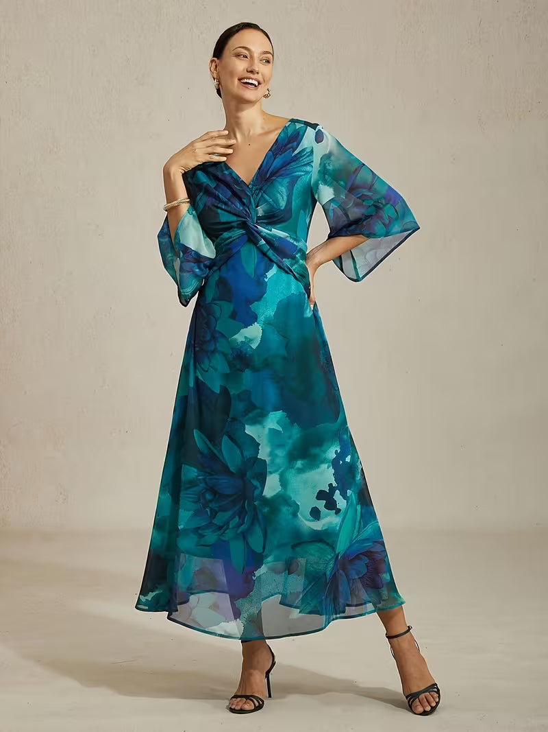 Abstract Green Print Dress
