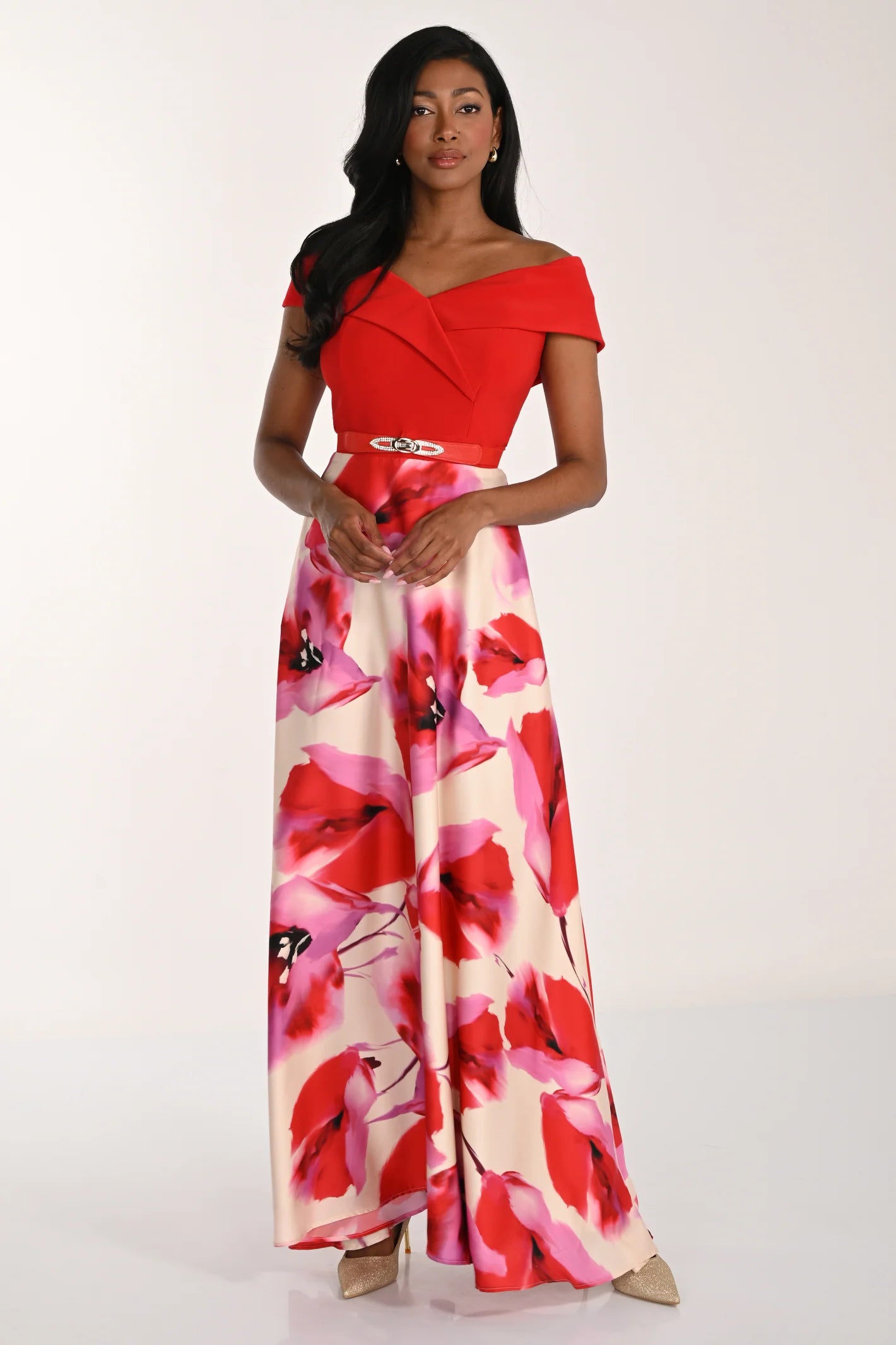 Red Floral Maxi Dress 268293