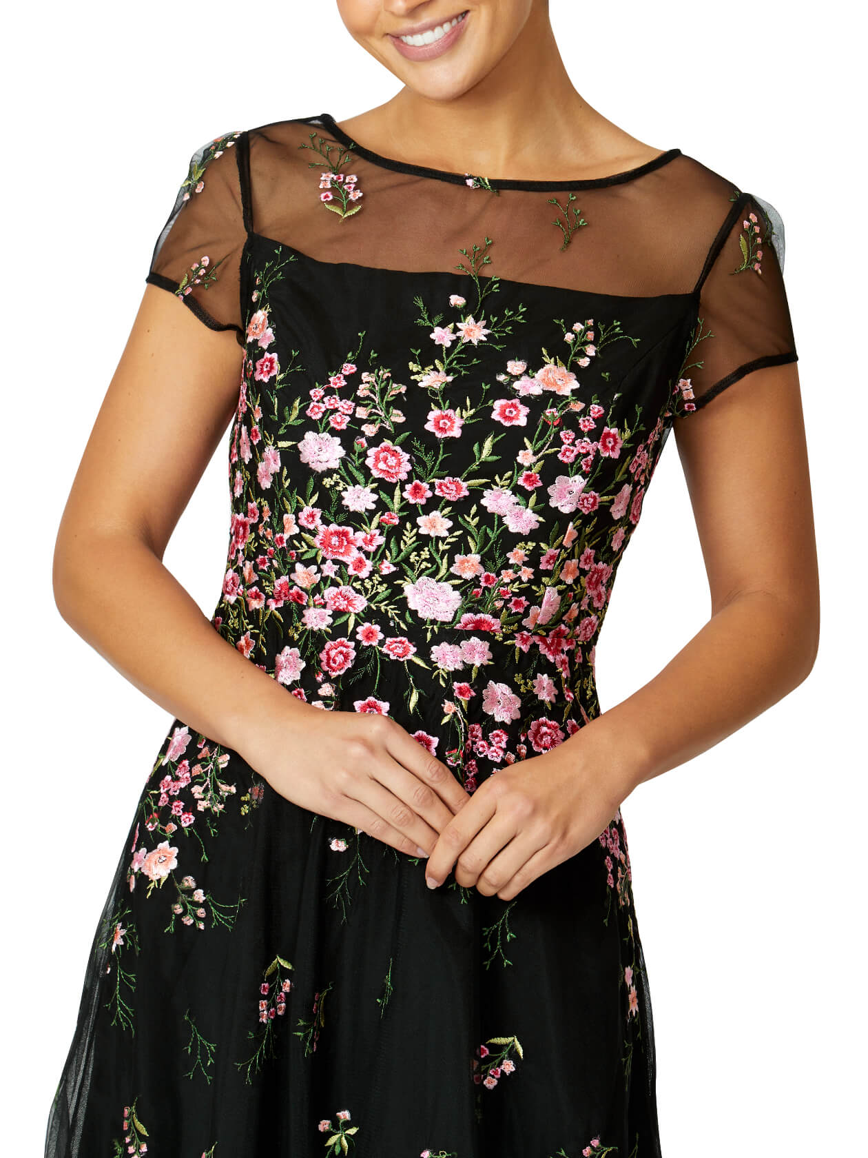 Maria Floral Dress in Pink and Black