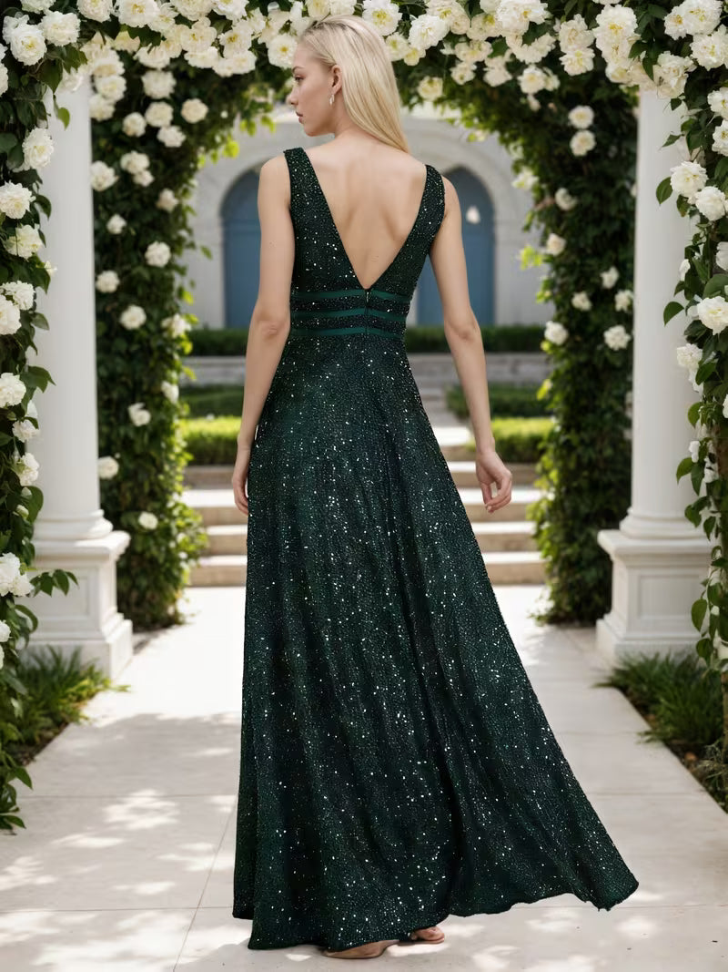 Sequin Sparkling Deep Green Gown