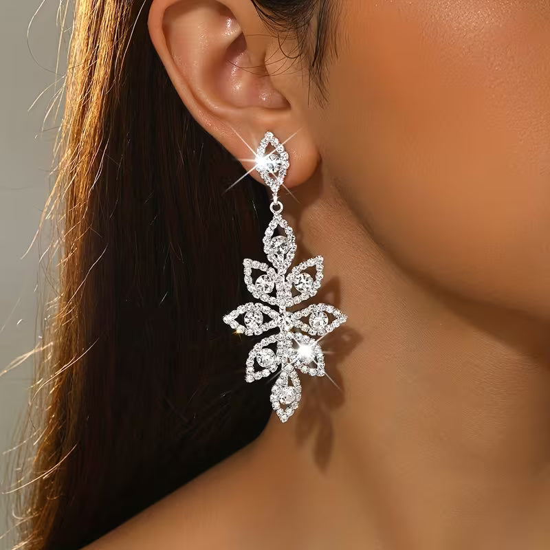 Sparkling Statement Earrings in Silver