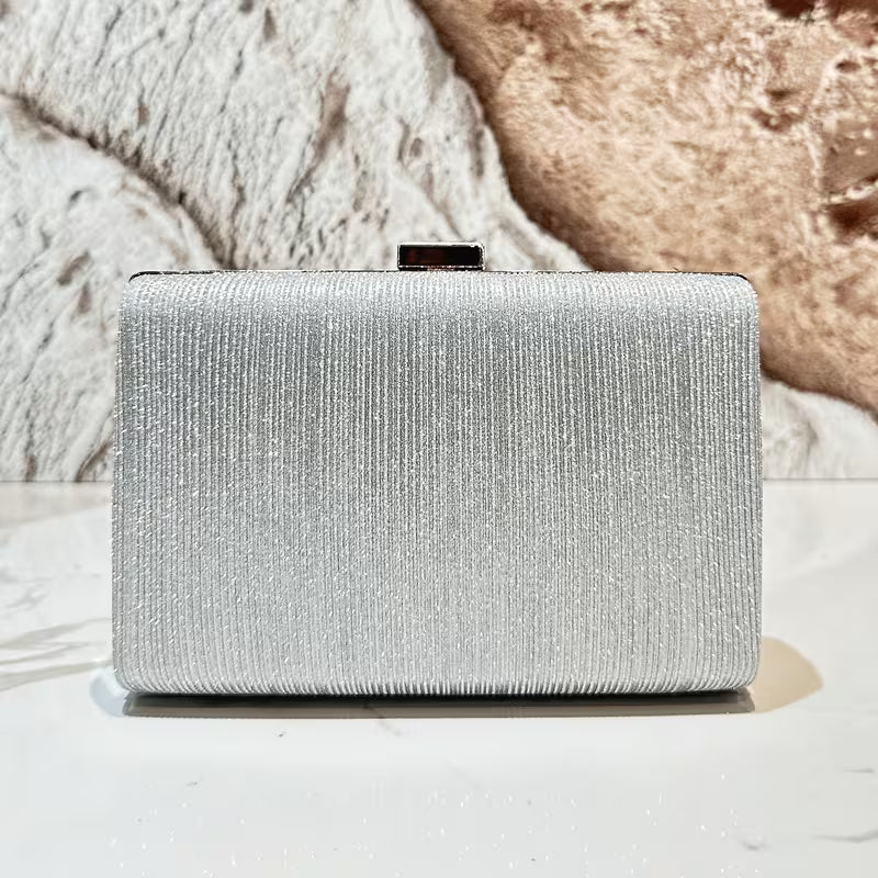 Luxury Silver Sequin Clutch Bag