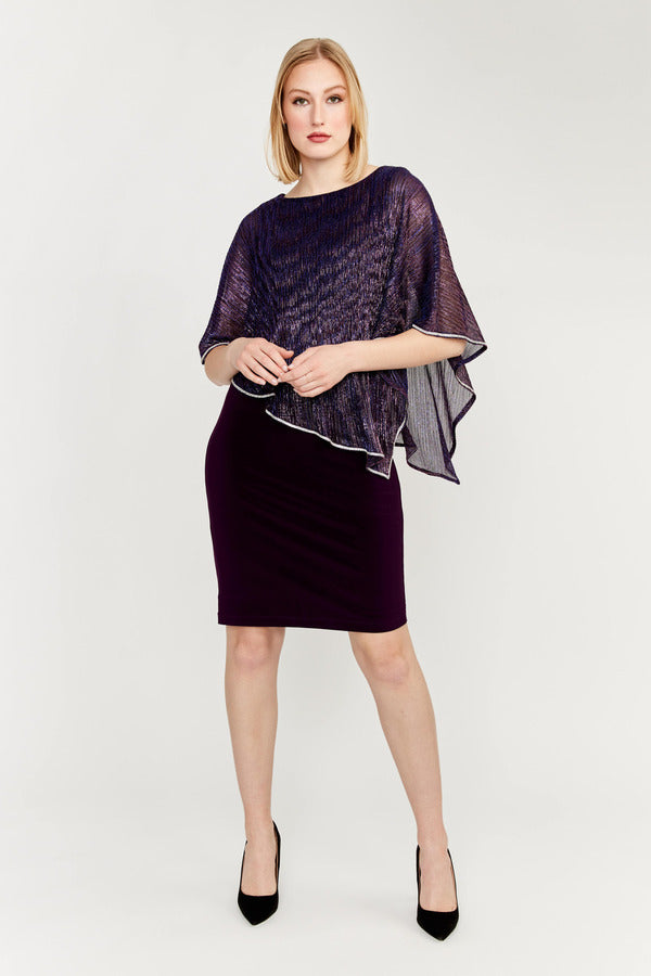 Metallic Overlay Dress in Shimmer Purple 239158