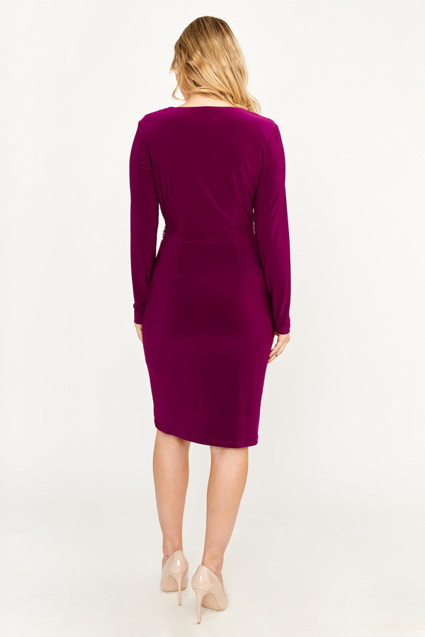 Brooch Detail Wrap Front Dress 239015