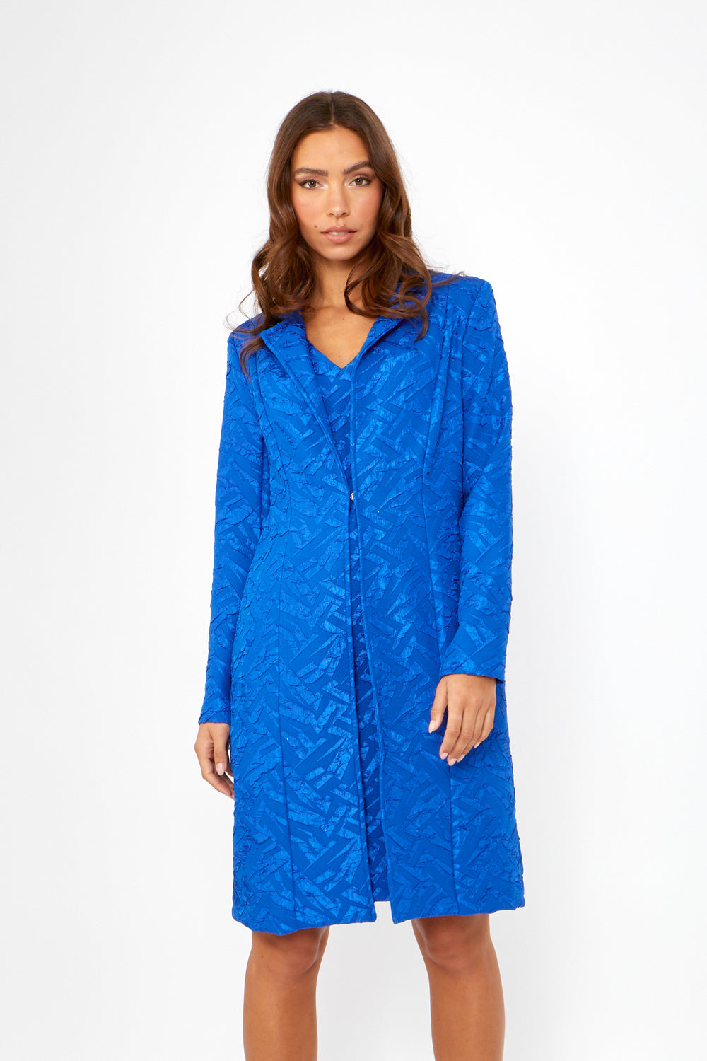 Textured Jacket and Sheath Dress Set 249292