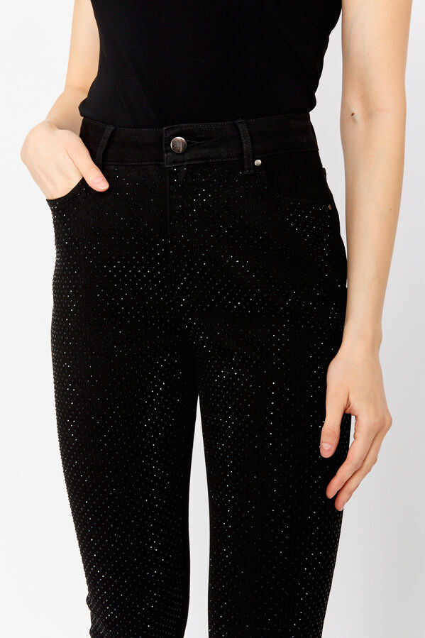 Black Rhinestone Jeans 243460