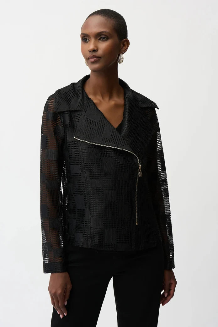 Geometric Mesh Moto Jacket Style 261074