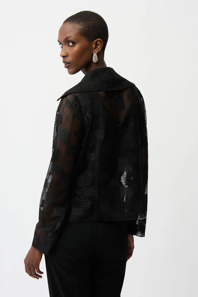 Geometric Mesh Moto Jacket Style 261074
