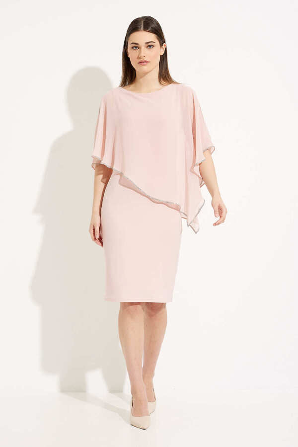 Layered Dress With Cape Overlay In Rose 223762