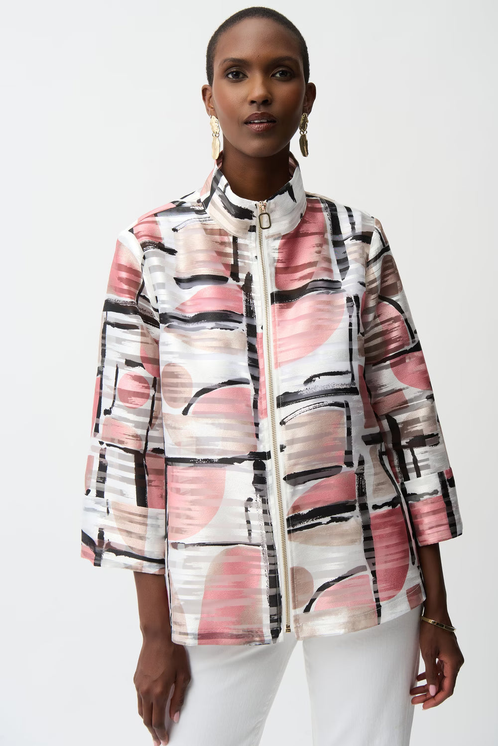 Organza Jacquard Abstract Boxy Jacket Style 261052