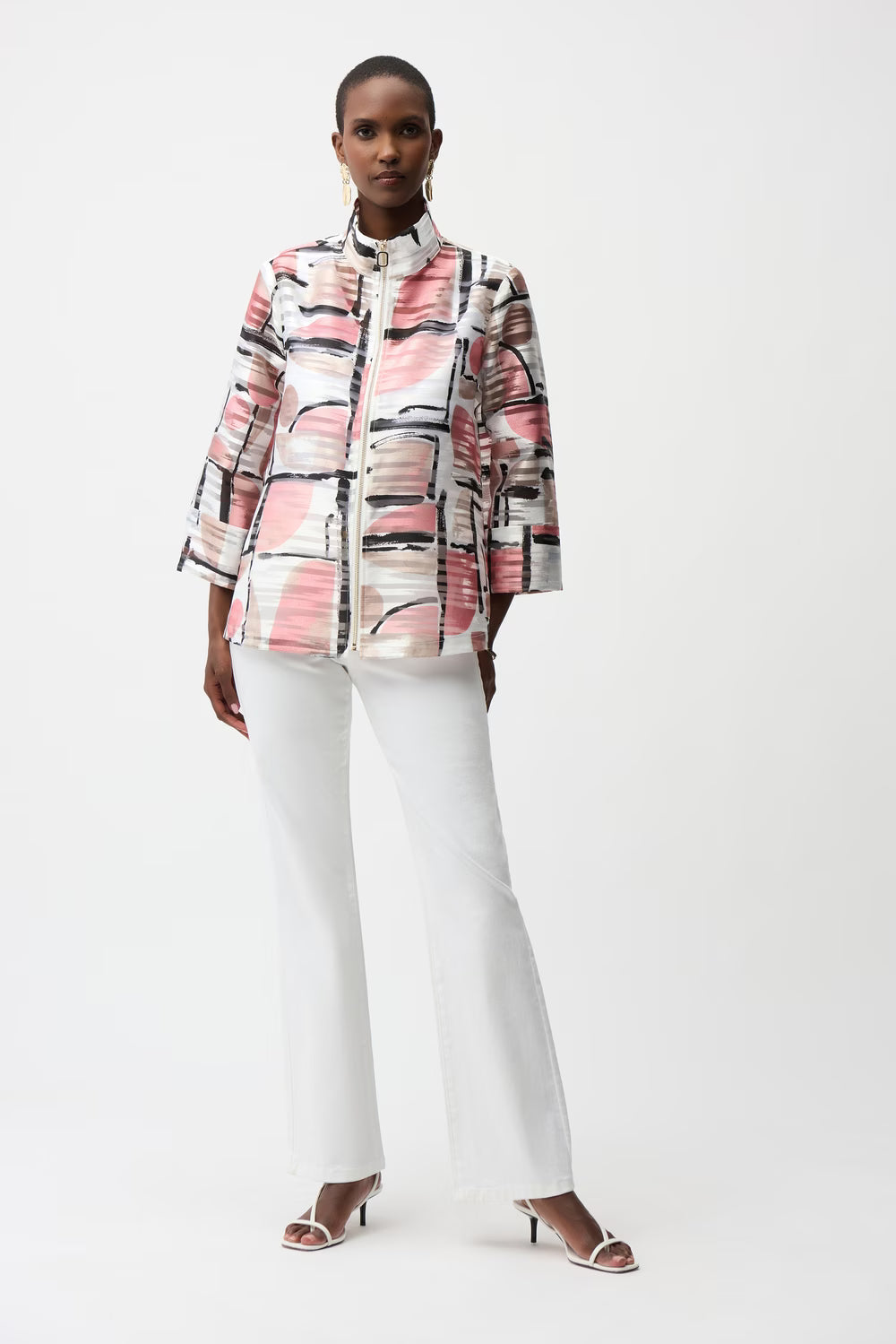 Organza Jacquard Abstract Boxy Jacket Style 261052