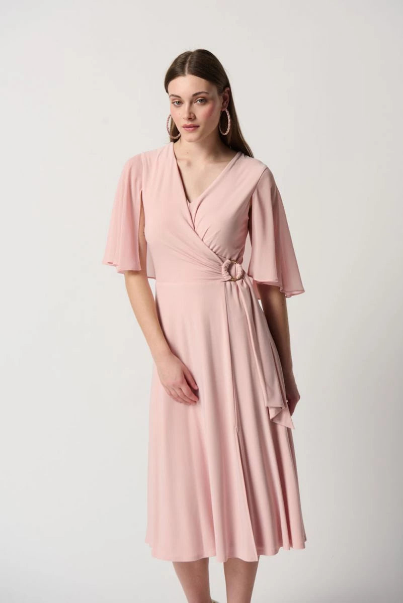 Silky Knit Fit And Flare Dress In Rose 231757